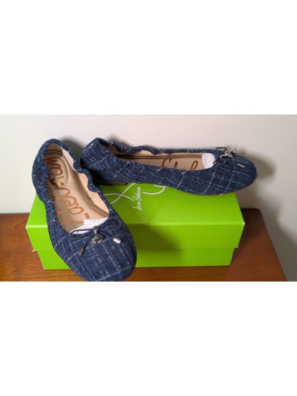 NEW Sam Edelman Felicia Ballet Flat Blue Tweed, Women Size 8
